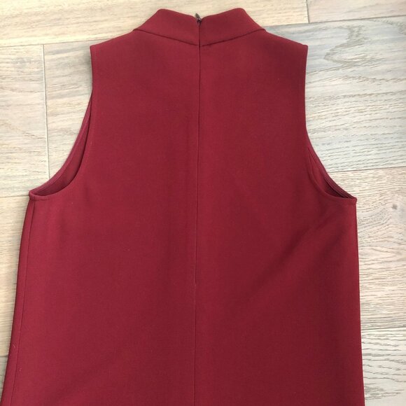 Theory Talniza Admiral Crepe Mock Hi Neckline Top Burgundy Red Sz Petite - XS - Picture 8 of 12